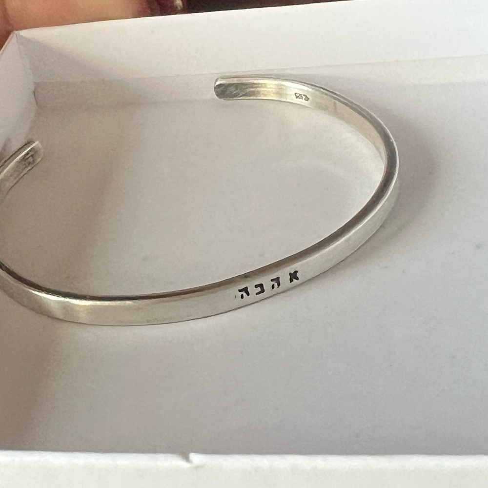 I’ve got one sterling silver cuff bracelet with the word Ahava means love